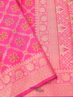 Pink Katan Floral Motif Ghatchola Designer Saree