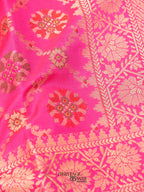 Pink Katan Floral Motif Ghatchola Designer Saree