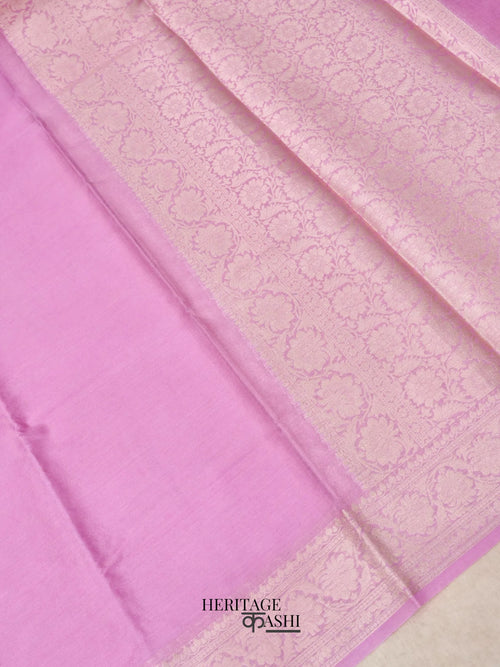 Baby Pink Warm Silk Plain Saree