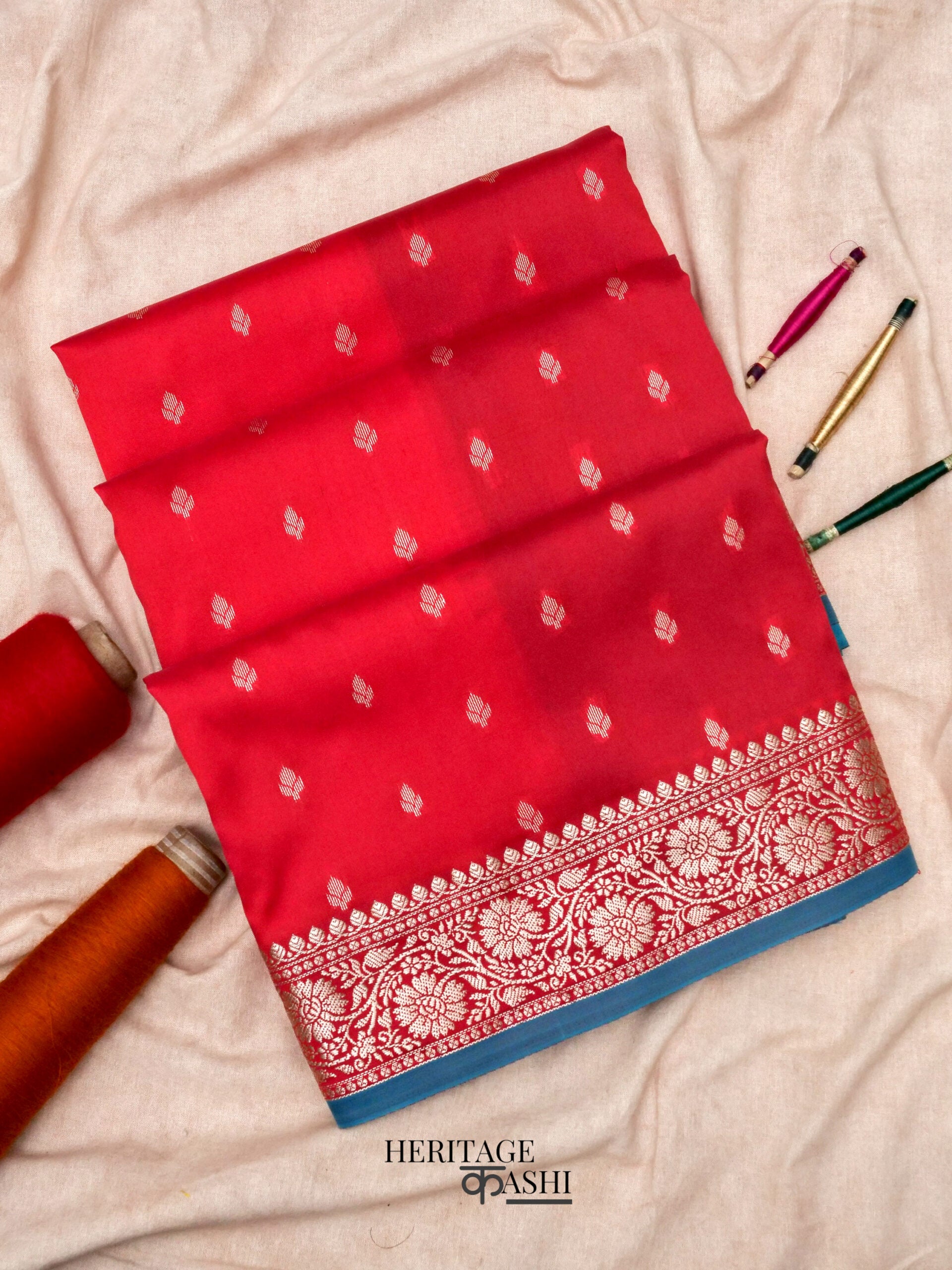 Red Banarasi Silk Buti Saree
