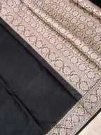 Black Warm Silk Plain Saree
