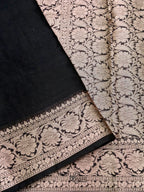 Black Warm Silk Plain Saree