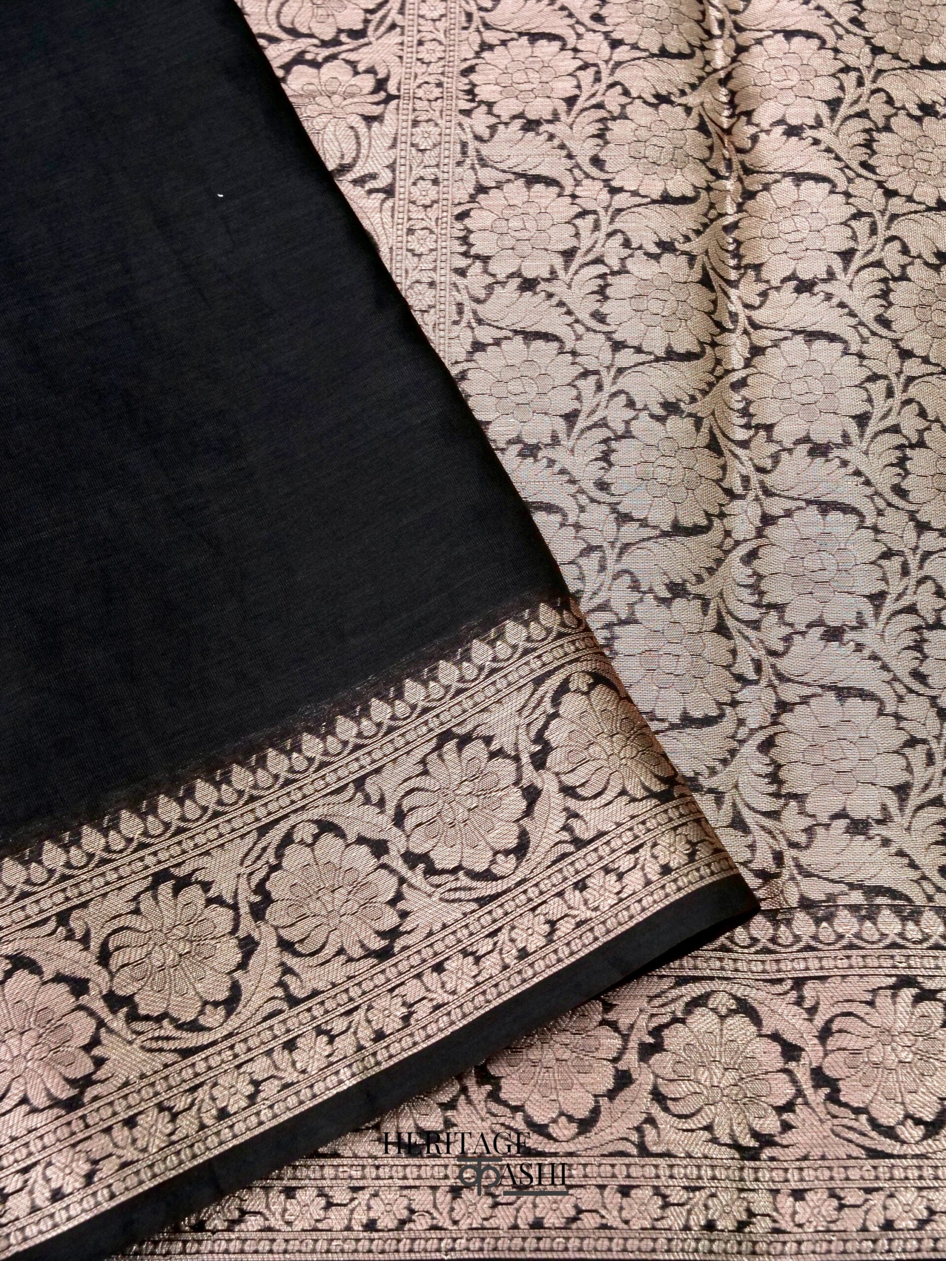 Black Warm Silk Plain Saree