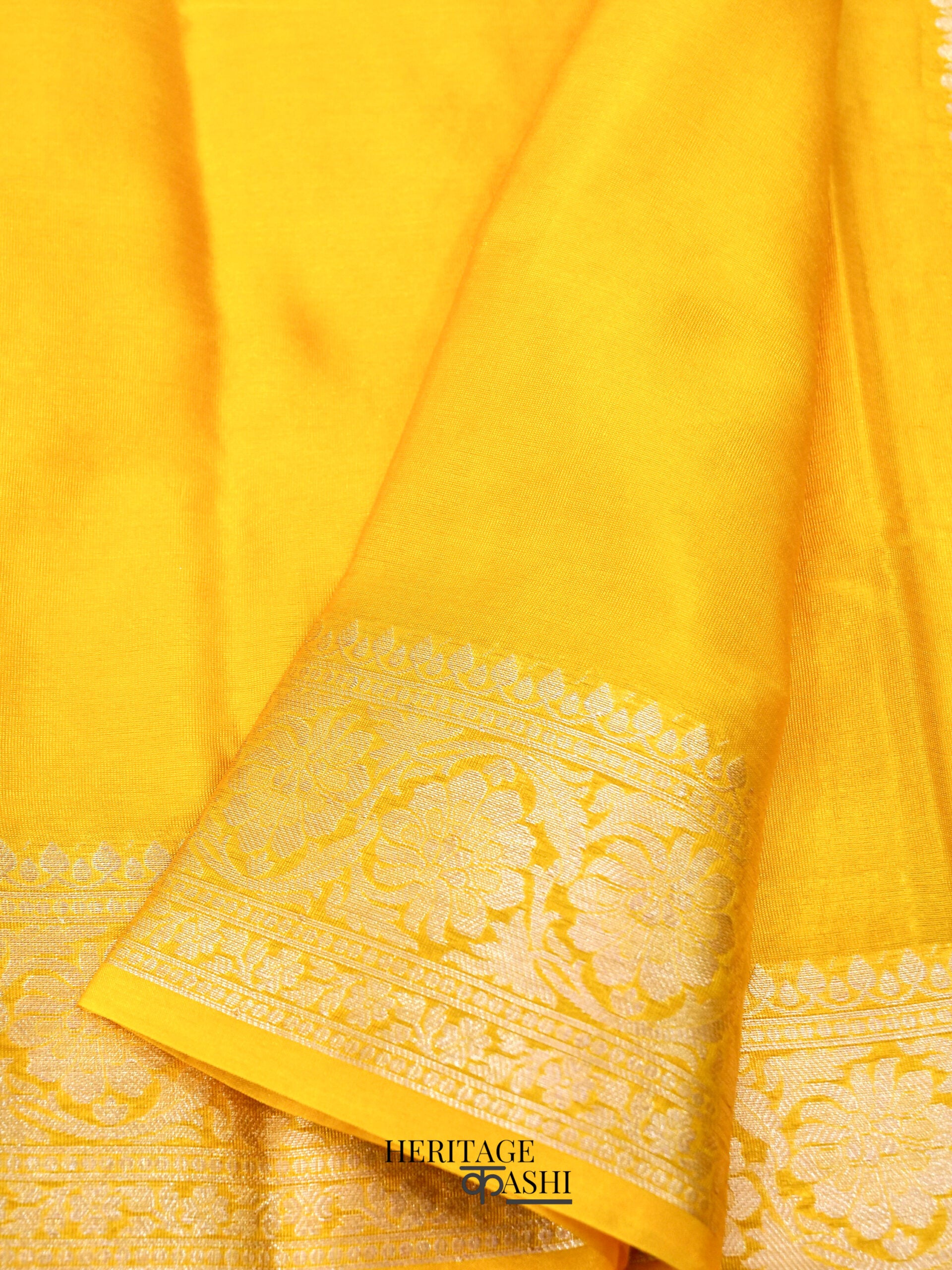 Yellow Warm Silk Plain Saree