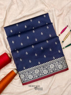 Navy Blue Banarasi Silk Buti Saree