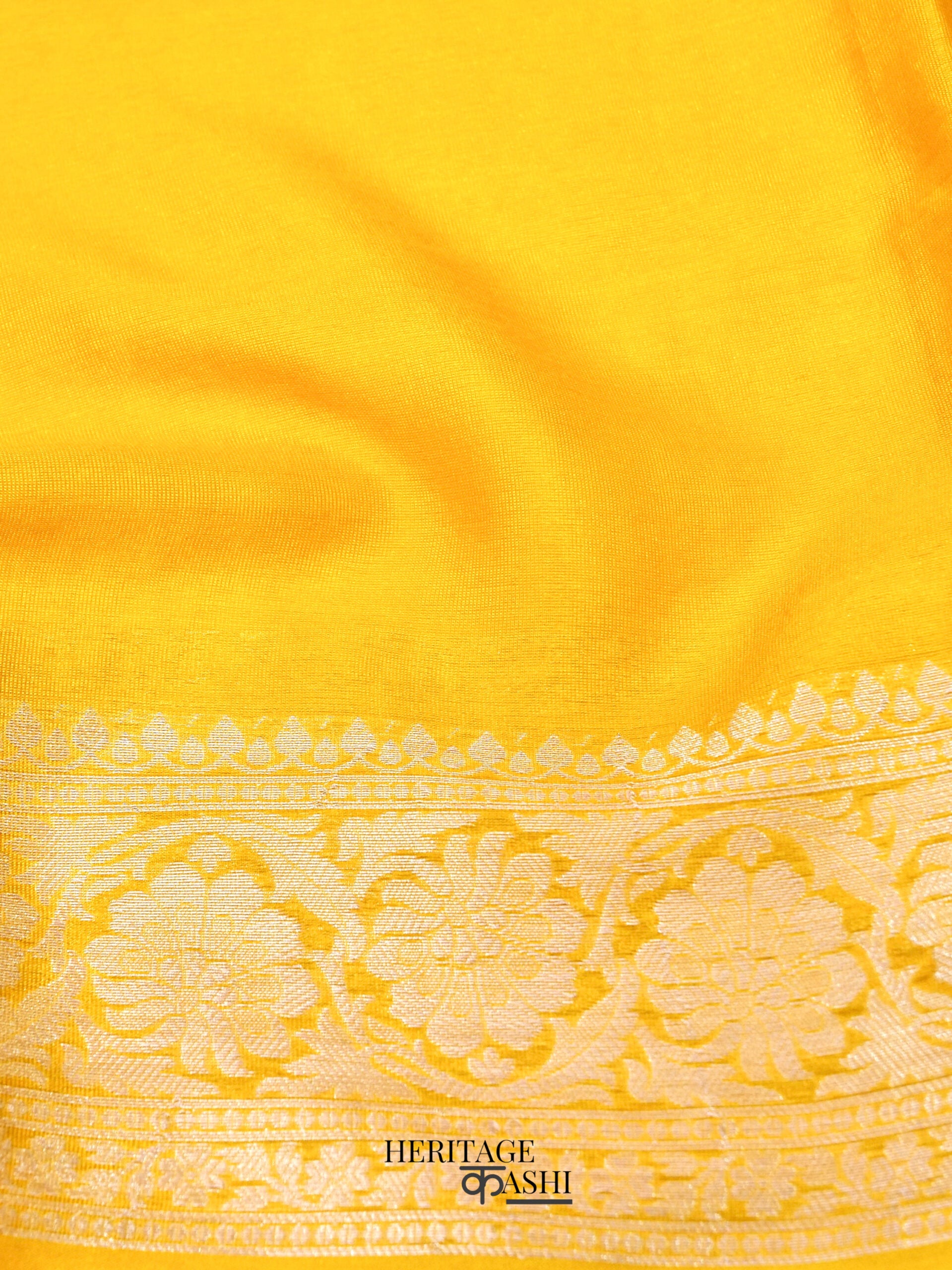 Yellow Warm Silk Plain Saree