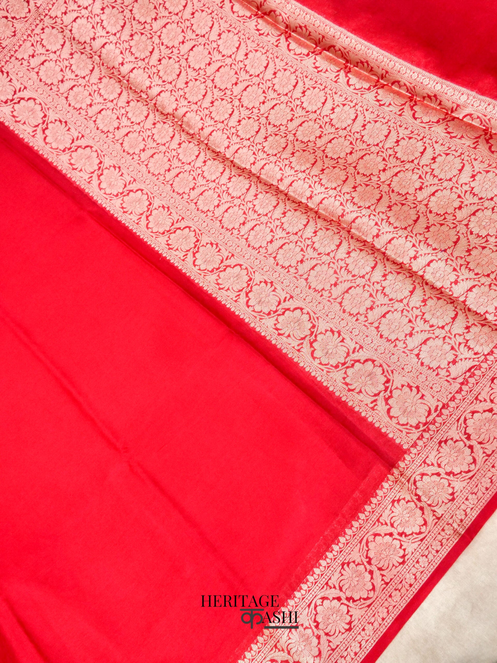 Red Warm Silk Plain Saree