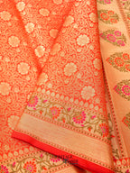 Orange Katan Brocade Fancy Paithani Border Saree