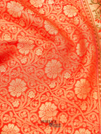 Orange Katan Brocade Fancy Paithani Border Saree
