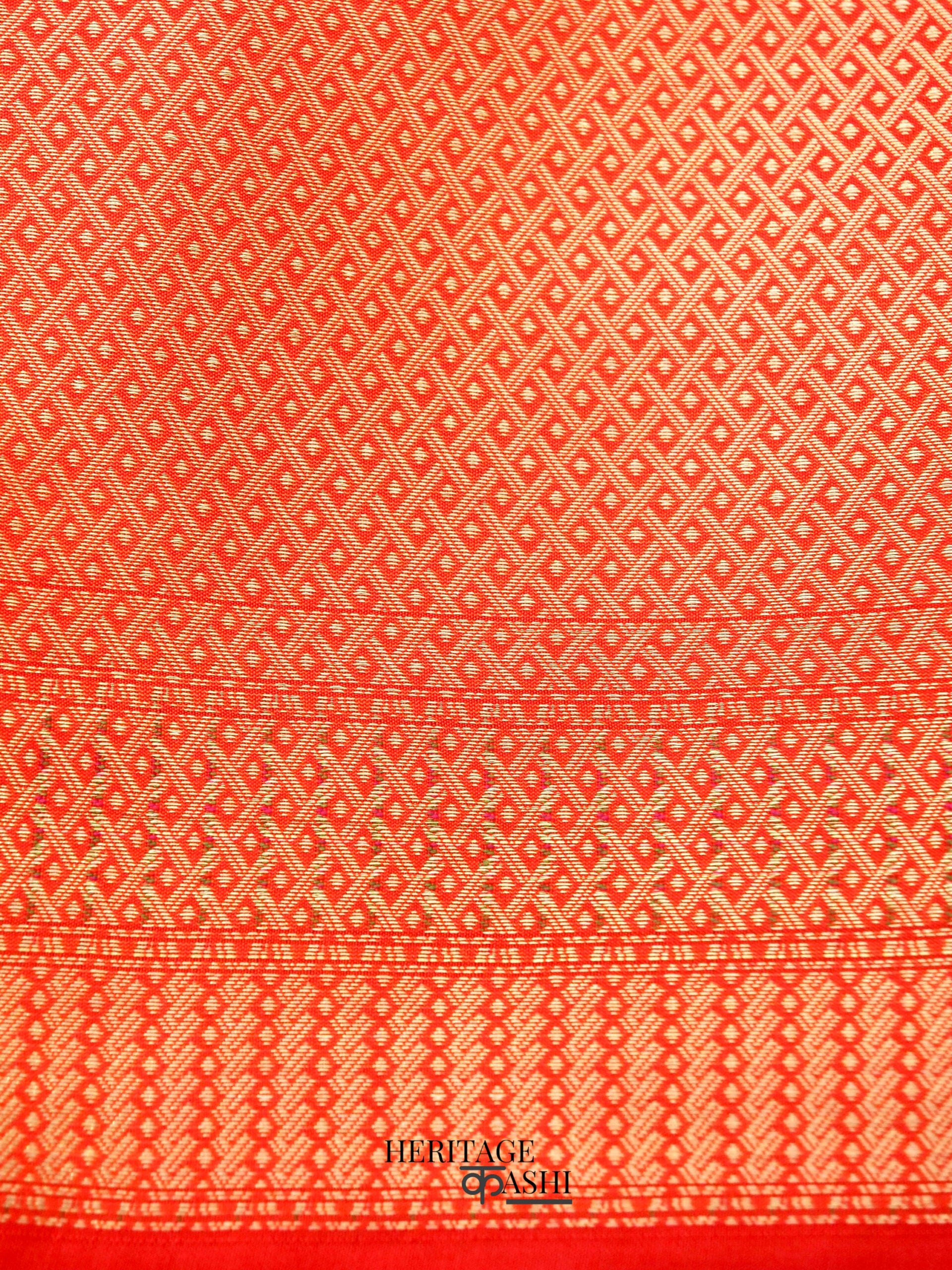 Orange Katan Brocade Fancy Paithani Border Saree