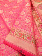 Rani Pink Katan Brocade Fancy Paithani Border Saree