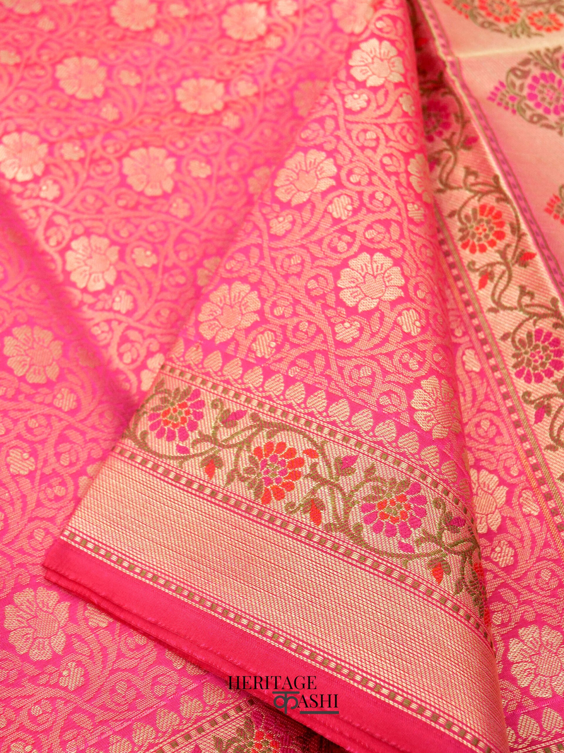 Rani Pink Katan Brocade Fancy Paithani Border Saree