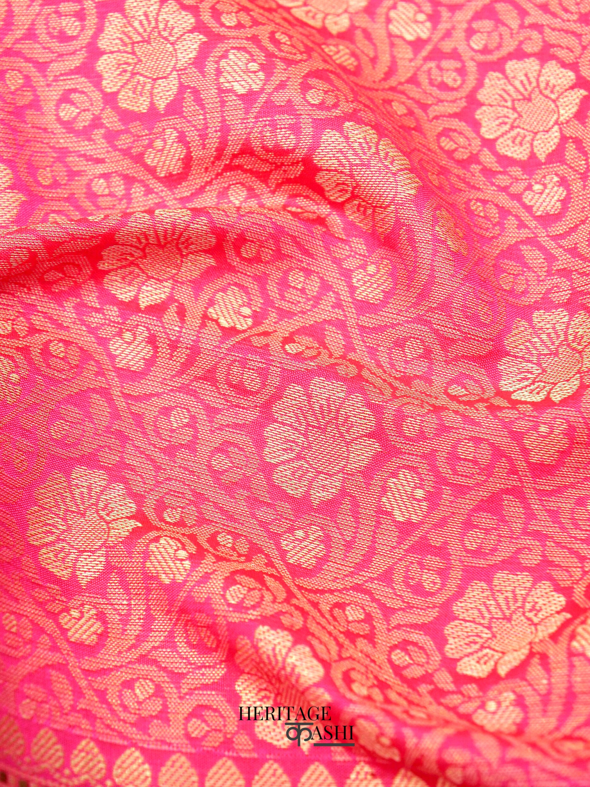 Rani Pink Katan Brocade Fancy Paithani Border Saree
