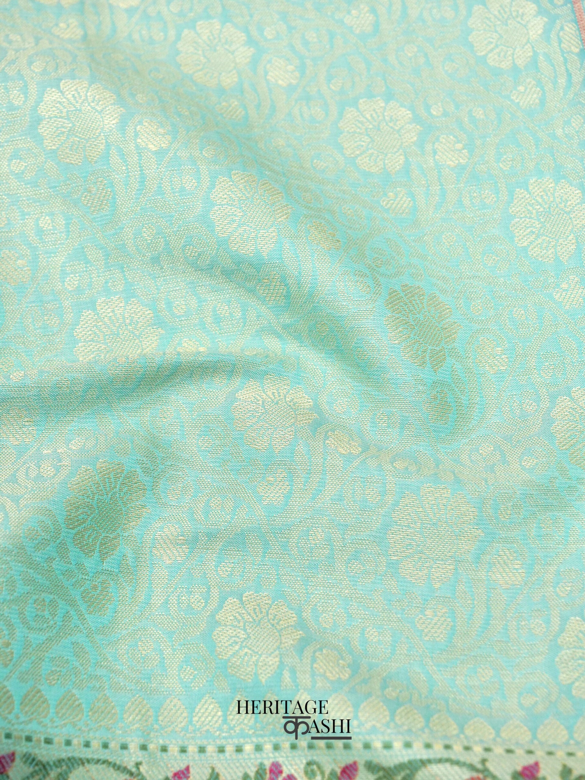 Sea Green Katan Brocade Fancy Paithani Border Saree