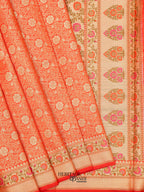Orange Katan Brocade Fancy Paithani Border Saree