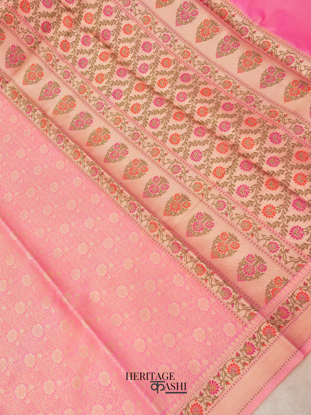 Baby Pink Katan Brocade Fancy Paithani Border Saree