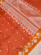 Rust Orange Mango Silk Banarasi Jaal Border Saree