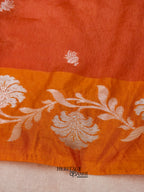 Rust Orange Mango Silk Banarasi Jaal Border Saree