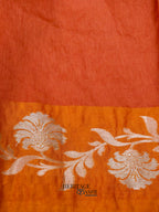 Rust Orange Mango Silk Banarasi Jaal Border Saree
