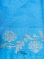 Sky Blue Mango Silk Banarasi Jaal Border Saree