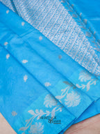 Sky Blue Mango Silk Banarasi Jaal Border Saree
