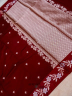 Blood Red Mango Silk Banarasi Jaal Border Saree