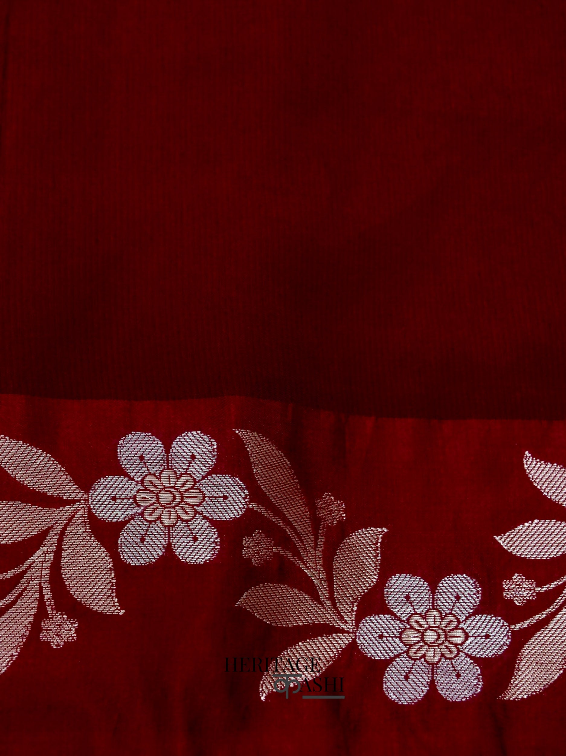 Blood Red Mango Silk Banarasi Jaal Border Saree