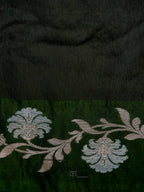 Deep Green Mango Silk Banarasi Jaal Border Saree