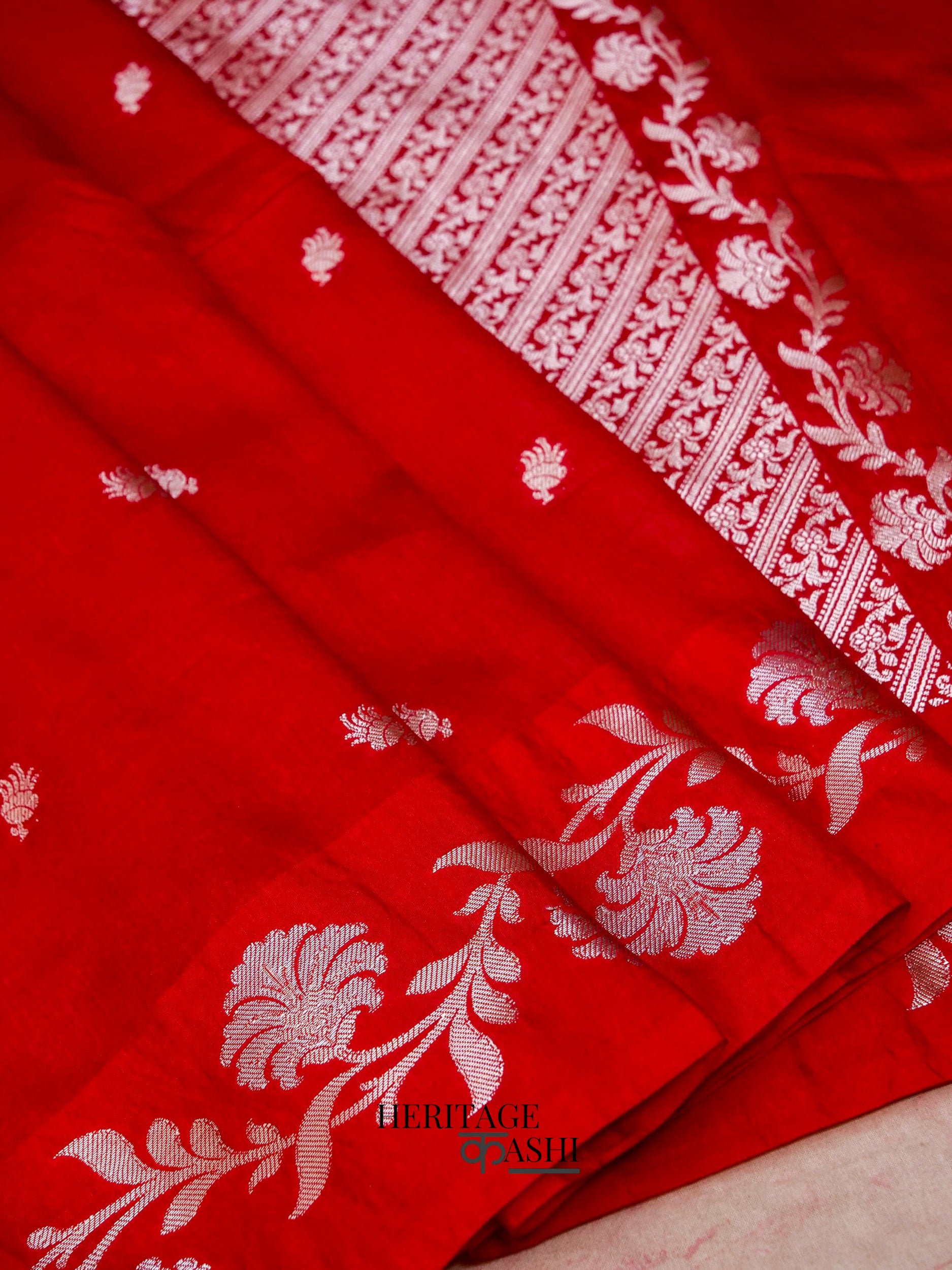 Red Mango Silk Banarasi Jaal Border Saree
