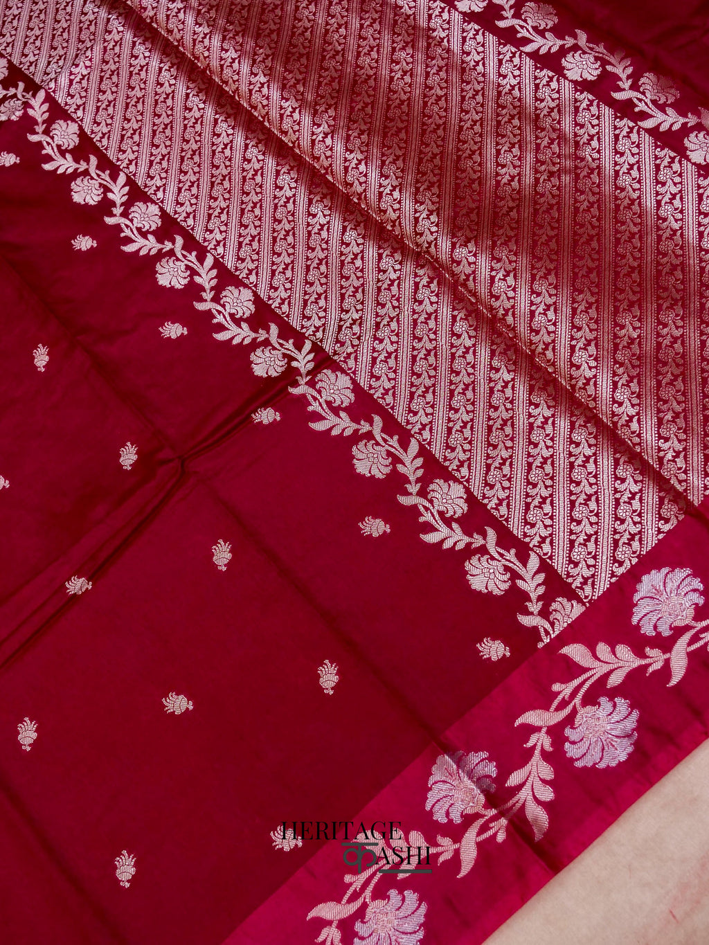 Wine Red Mango Silk Banarasi Jaal Border Saree