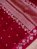 Wine Red Mango Silk Banarasi Jaal Border Saree