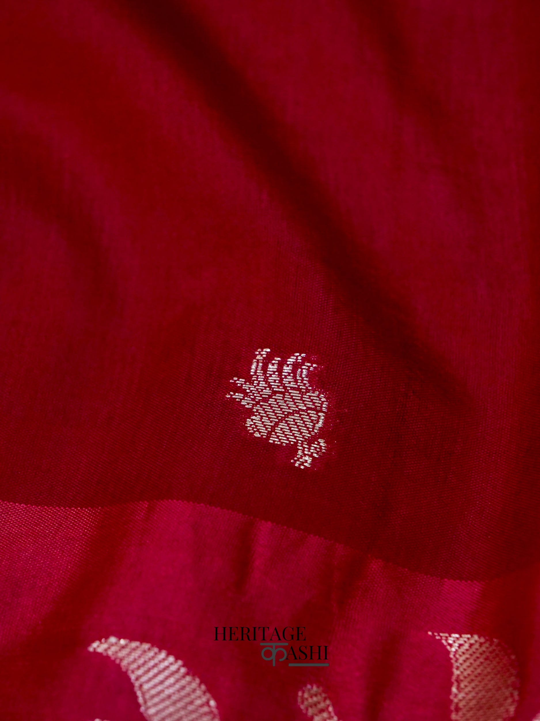 Wine Red Mango Silk Banarasi Jaal Border Saree