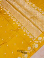 Yellow Mango Silk Banarasi Jaal Border Saree