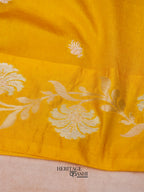 Yellow Mango Silk Banarasi Jaal Border Saree