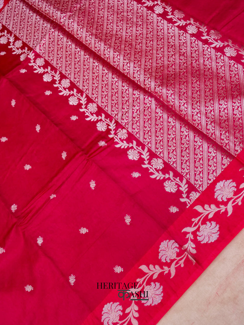 Pink Mango Silk Banarasi Jaal Border Saree
