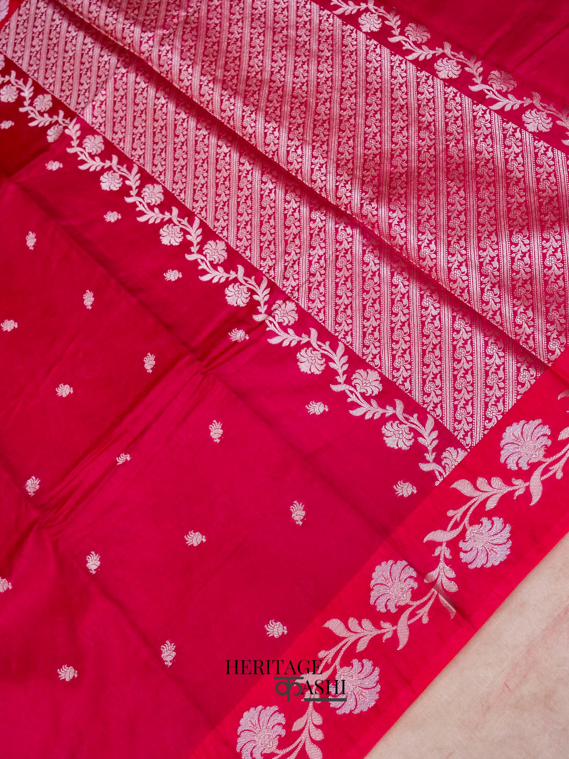Pink Mango Silk Banarasi Jaal Border Saree