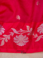 Pink Mango Silk Banarasi Jaal Border Saree