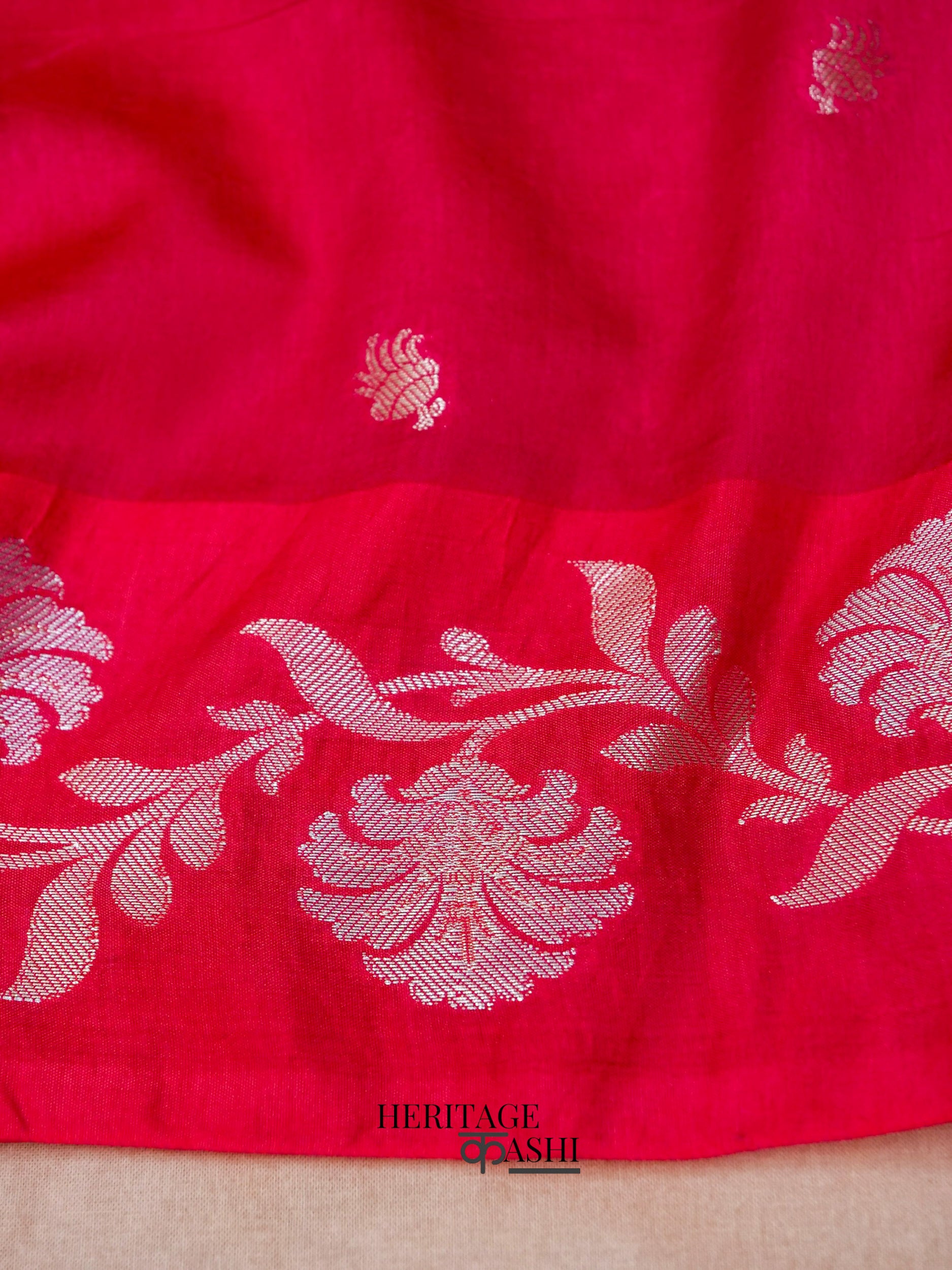 Pink Mango Silk Banarasi Jaal Border Saree