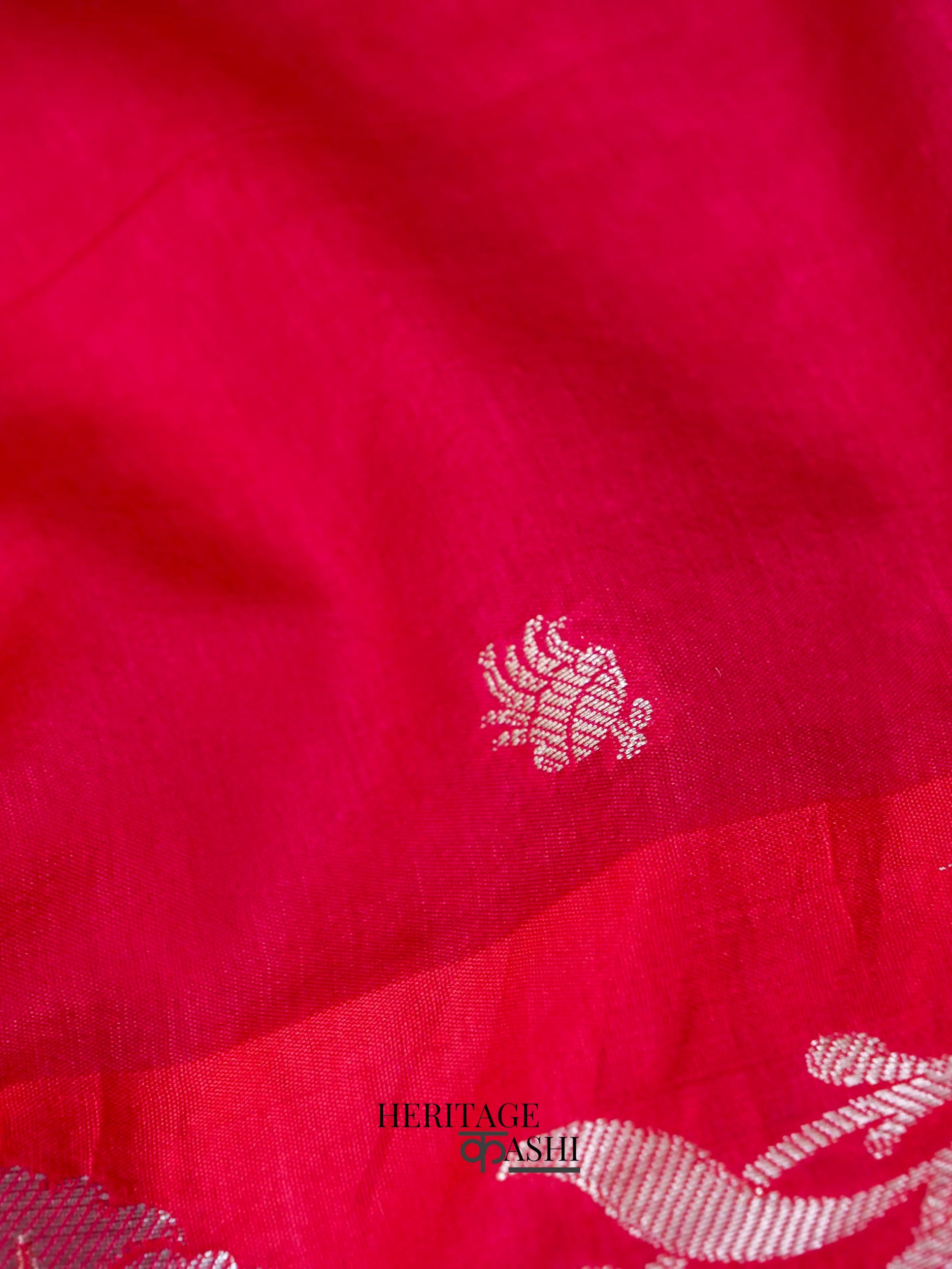 Pink Mango Silk Banarasi Jaal Border Saree