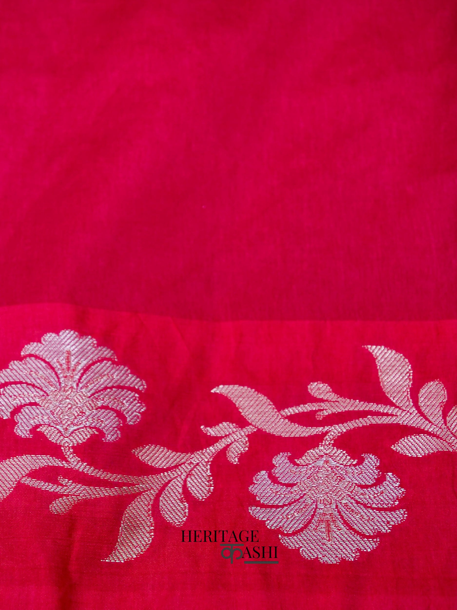 Pink Mango Silk Banarasi Jaal Border Saree
