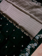 Emerald Green Mango Silk Banarasi Jaal Border Saree