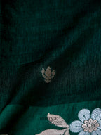 Emerald Green Mango Silk Banarasi Jaal Border Saree