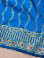 Royal Blue Banarasi Silk Designer Saree