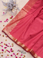 Rose Pink Banarasi Silk Plain Fancy Saree
