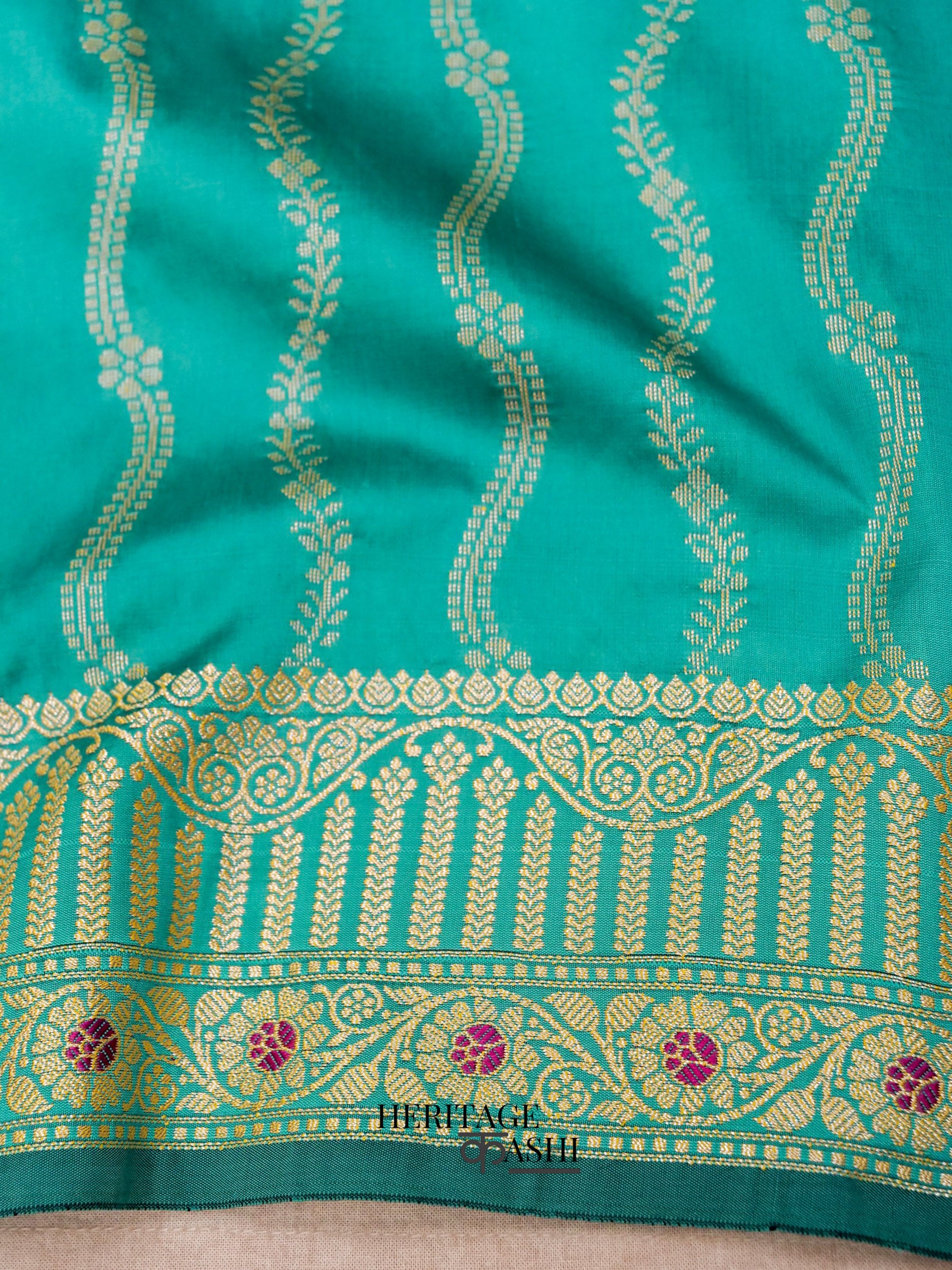 Sea Green Banarasi Silk Designer Saree