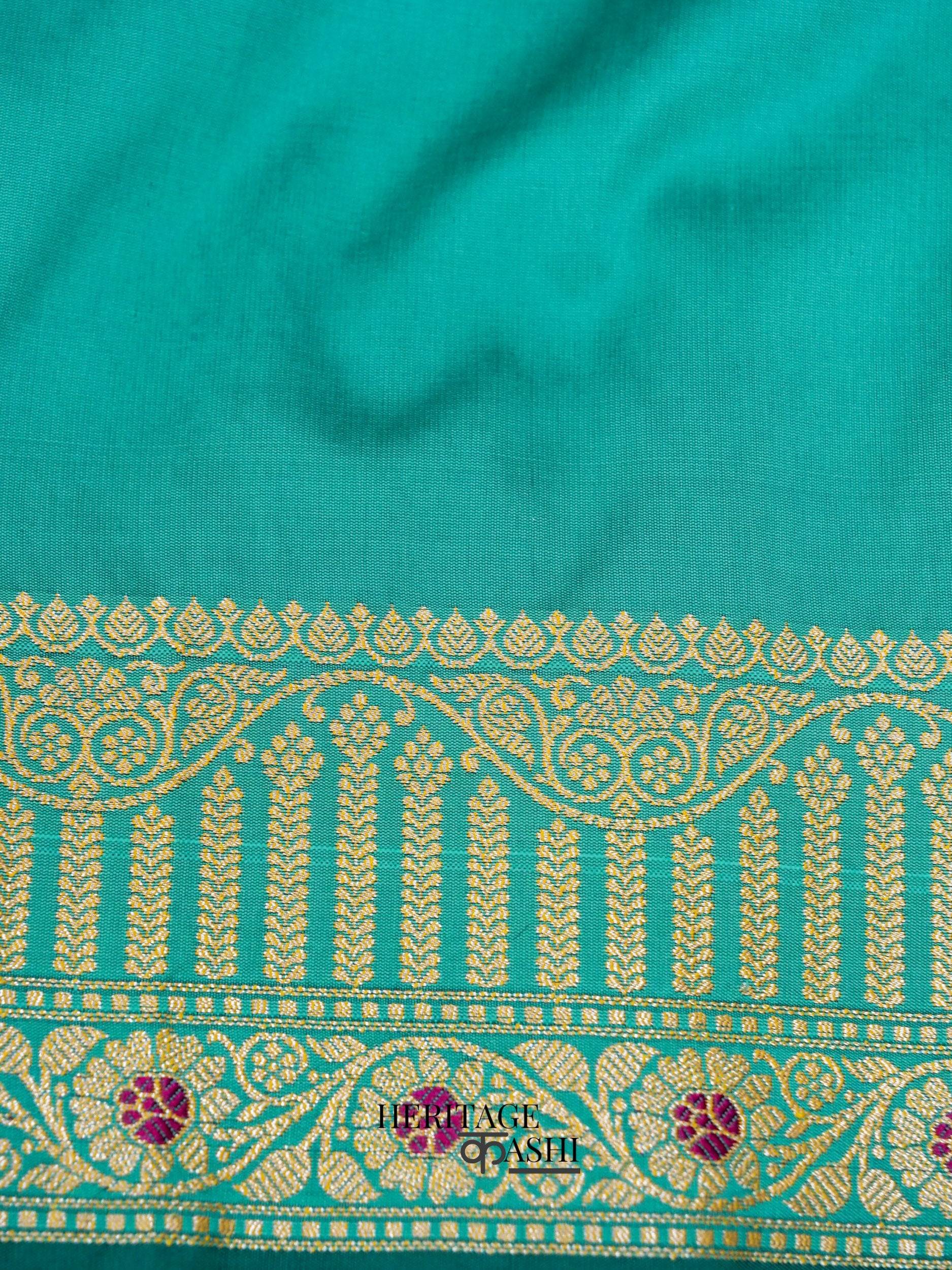 Sea Green Banarasi Silk Designer Saree
