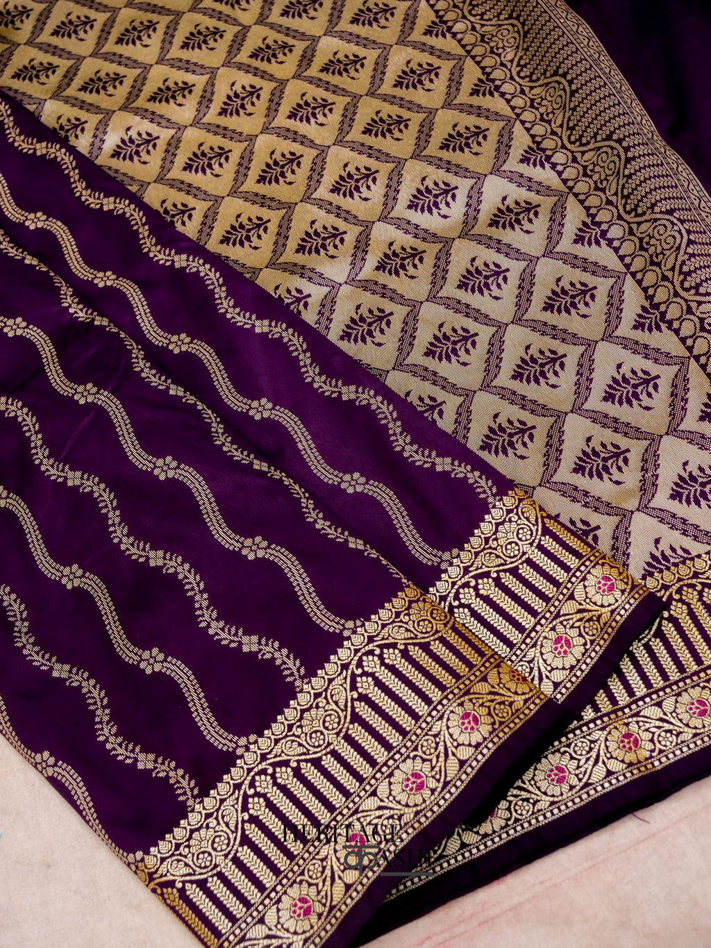Royal Purple Banarasi Silk Designer Saree