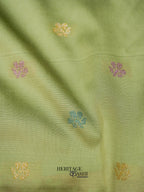 Olive Green Banarasi Soft Silk Ganga Jamuna Saree