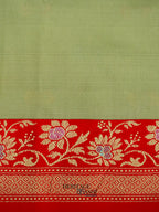 Olive Green Banarasi Soft Silk Ganga Jamuna Saree