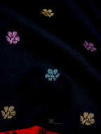 Dark Black Banarasi Soft Silk Ganga Jamuna Saree